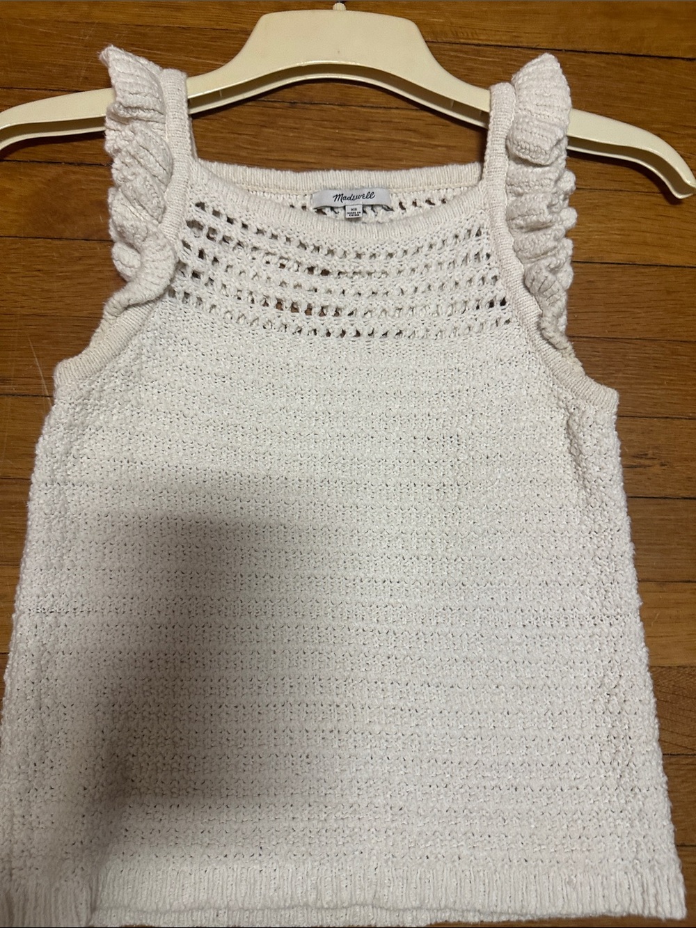 Madewell Ivory Crochet Ruffle Strap Tank